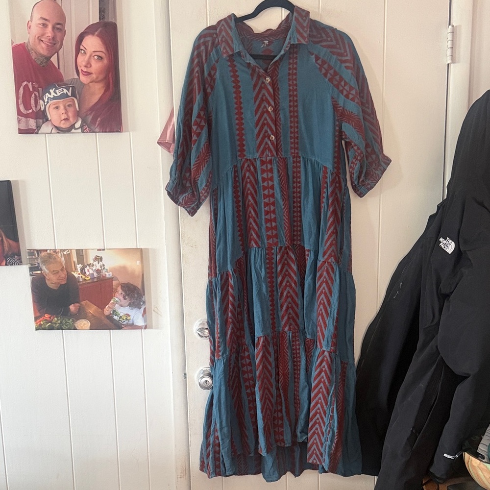 Ivy Jane Teal and Burgundy Maxi Dress